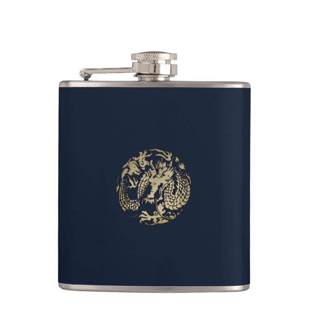 Gold Dragon Hip Flask (Front)