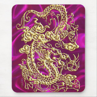 Gold Dragon Magenta Satin Lush Gold Mousepad