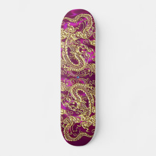 Gold Dragon Magenta Satin Lush Skateboard
