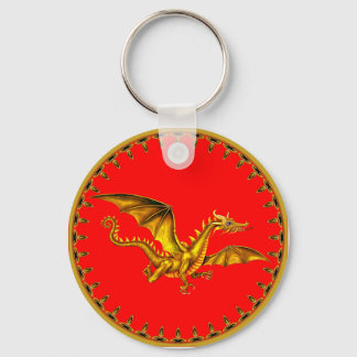 gold dragon on red key ring
