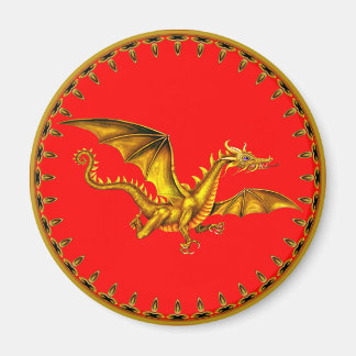 gold dragon on red magnet