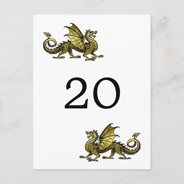 Gold Dragon Table Number Postcard (Front)