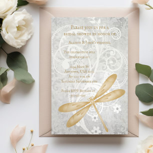 Gold Dragonfly Bridal Shower Invite