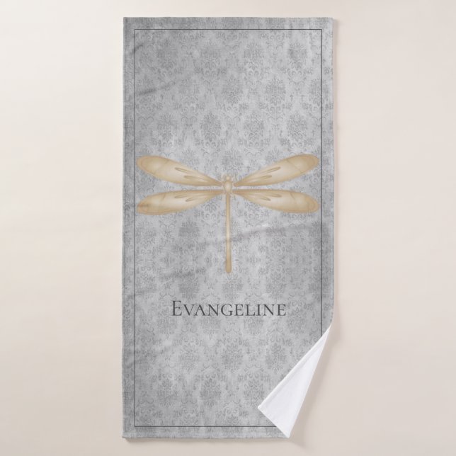 Gold Dragonfly Damask Bath Towel Set (Bath Towel)