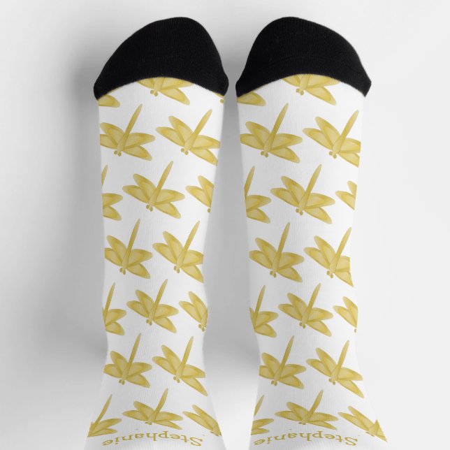 Gold Dragonfly Design Socks (Top)