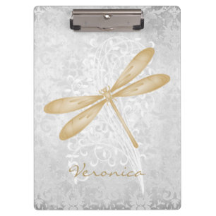 Gold Dragonfly Personalised Clipboard