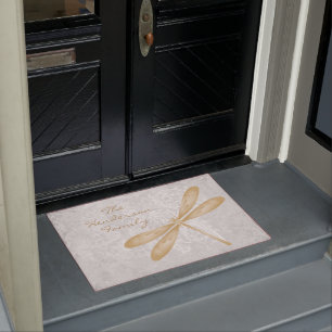 Gold Dragonfly Personalised Doormat