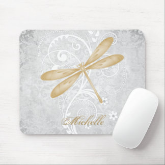 Gold Dragonfly Personalised Mouse Pad