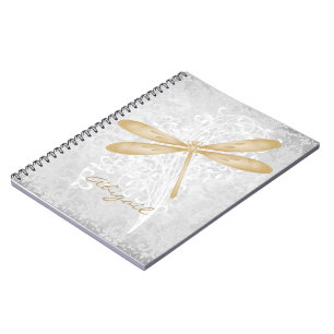 Gold Dragonfly Personalised Notebook