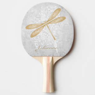 Gold Dragonfly Personalised Ping Pong Paddle