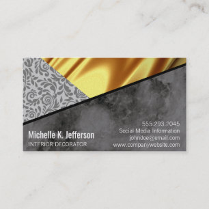 Gold Drapery Black Marble Elegant Lace Colour Bloc Business Card