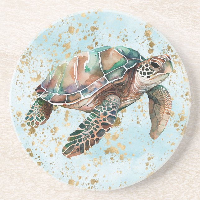 Gold Dream Sea Turtle Coaster (Front)