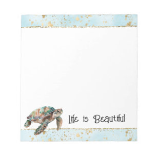 Gold Dream Sea Turtle Notepad