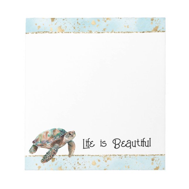 Gold Dream Sea Turtle Notepad (Front)