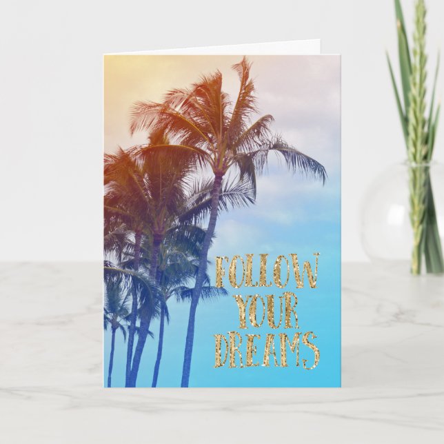 Gold Dreams Kauai Palm Trees Card (Front)