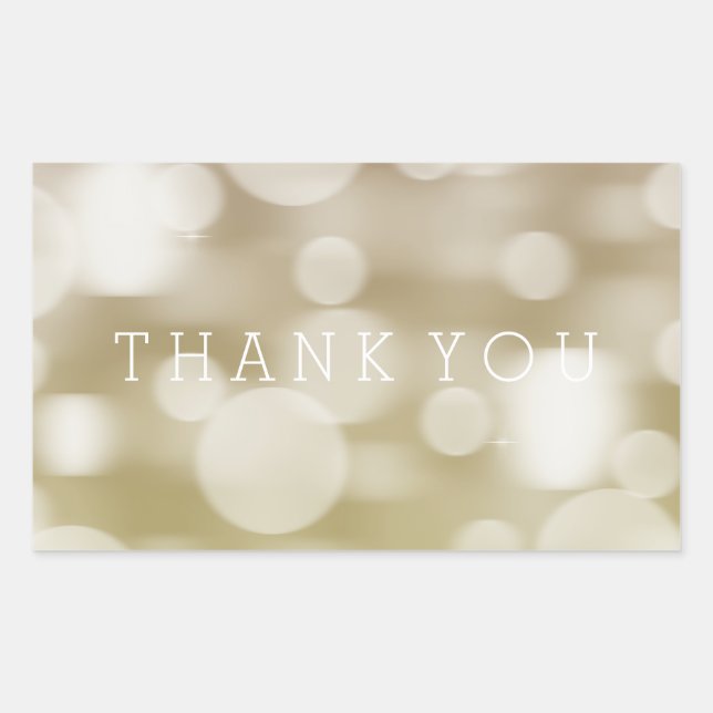 Gold Dreamy Bokeh Ombre Thank You Rectangular Sticker (Front)