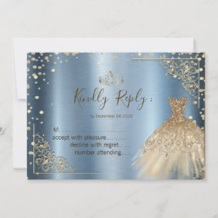 Gold Dress Diamonds Blue RSVP