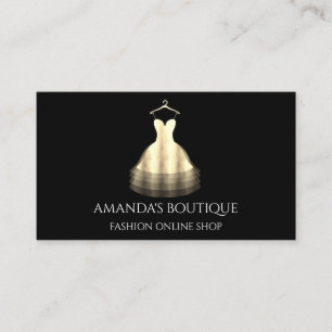 Gold Dress Logo Fashion Boutique Online Shop Faux Business Card
