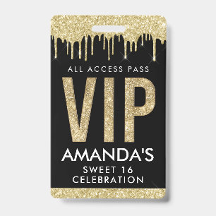 Gold Drip Customisable VIP All Access ID Badge