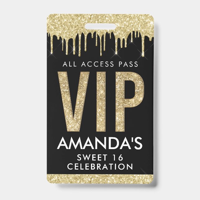 Gold Drip Customisable VIP All Access ID Badge (Front)
