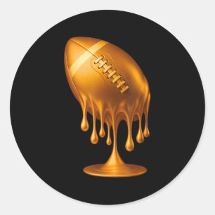 Gold Drip Football Touchdown Player Fans Game Day  Classic Round Sticker