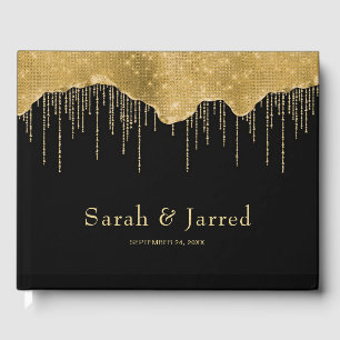 Gold Drip Glitter Guest Book
