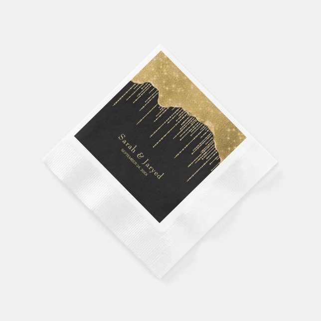 Gold Drip Glitter  Napkin (Corner)