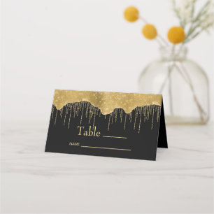 Gold Drip Glitter  Place Card