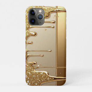 Gold Dripping Background With Glitter Borders Case-Mate iPhone Case