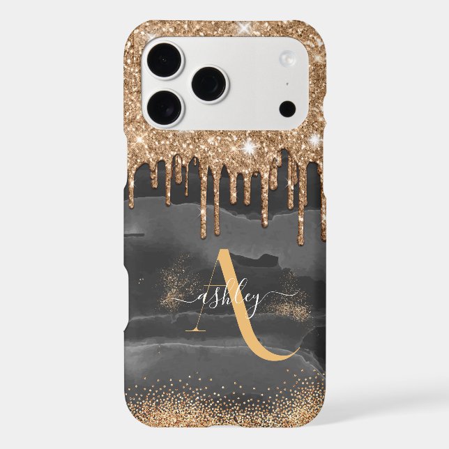 Gold Dripping Glitter Monogram Custom Metallic (Back)