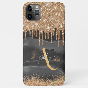Gold Dripping Glitter Monogram Custom Metallic Case-Mate iPhone Case