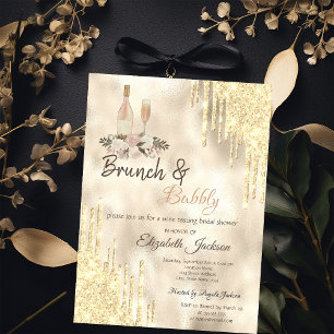  Gold  Drips Brunch & Bubbly Bridal Shower  Invitation