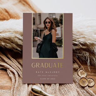 Gold Drop   Foil Photo Graduation Announcement