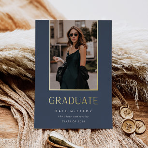Gold Drop Foil Photo Graduation Announcement