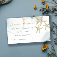 Gold Dusky Blue Starfish Diaper Raffle Baby Shower