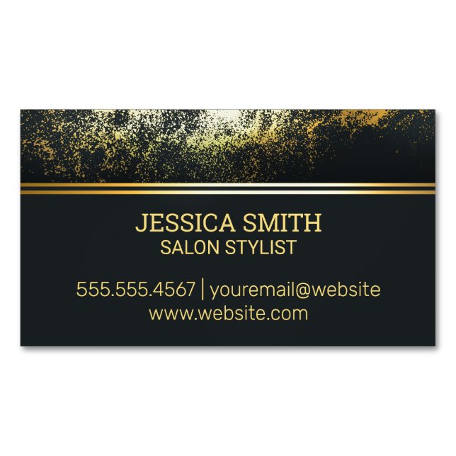 Gold Dust Background Magnetic Business Card (Front)