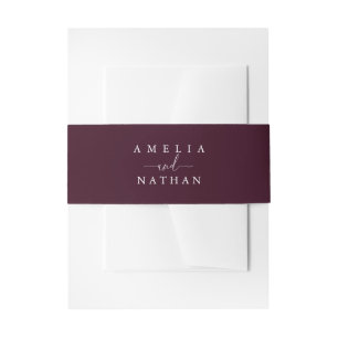 Gold Dust Burgundy Navy Floral Watercolor Wedding Invitation Belly Band