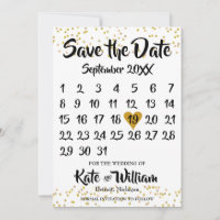 Gold Dust Confetti Calendar Photo Save the Date