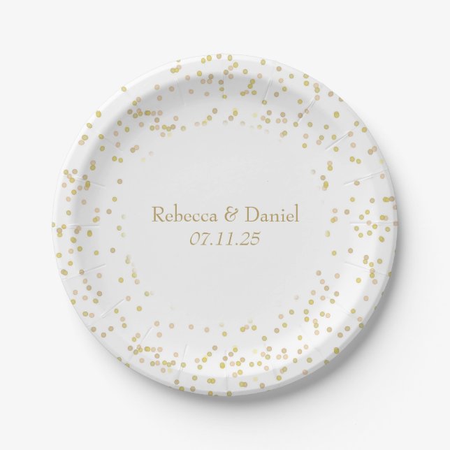 Gold Dust Confetti Paper Plate (Front)