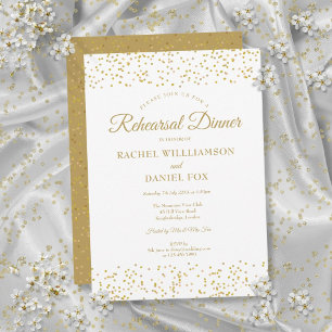 Gold Dust Confetti Rehearsal Dinner Invitation
