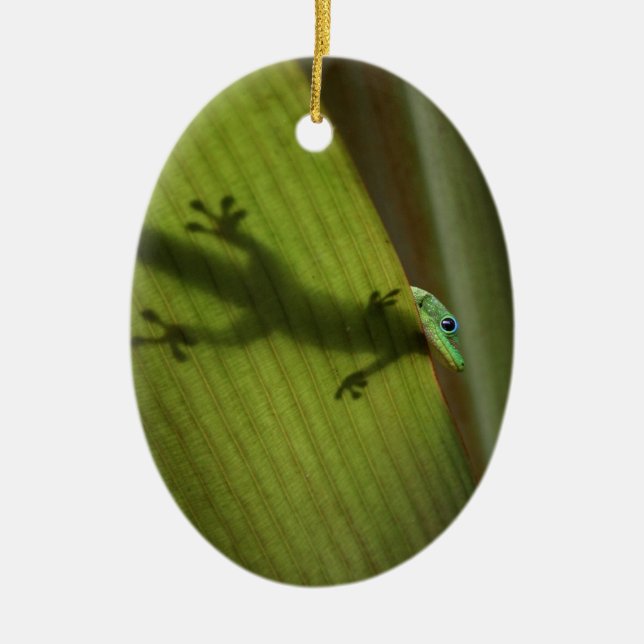 Gold Dust Day Gecko Ceramic Tree Decoration (Front)
