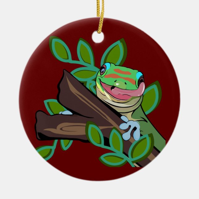 GOLD DUST DAY GECKO CERAMIC TREE DECORATION (Front)