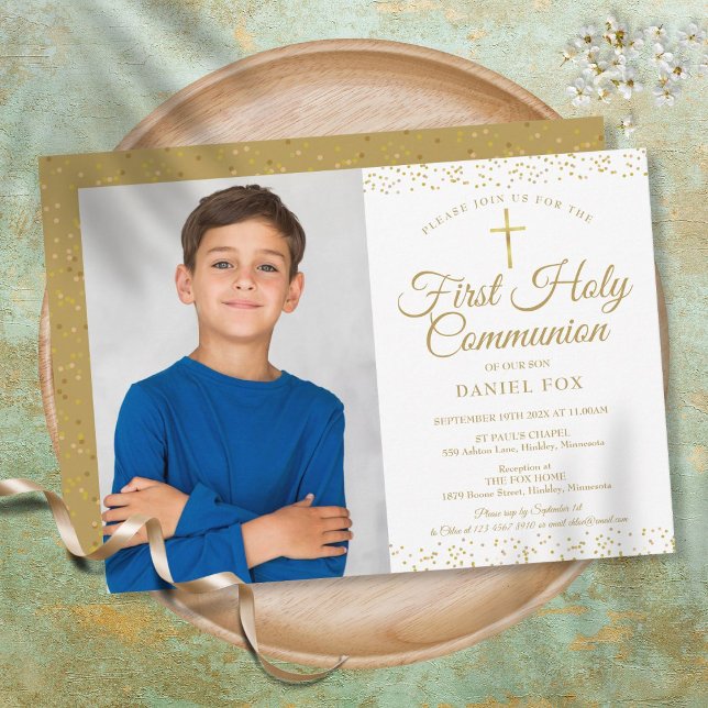 Gold Dust First Holy Communion Photo Invitation (Creator Uploaded)