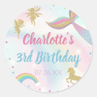 Gold Dust Magical Unicorn Fairy Mermaid Birthday 