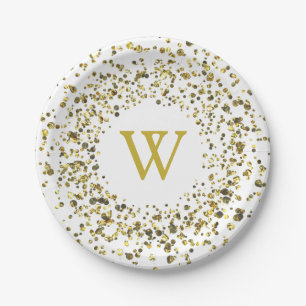 Gold Dust Monogram Paper Plate