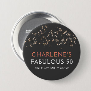 Gold Dust on Black Fabulous 50 Birthday Party 7.5 Cm Round Badge