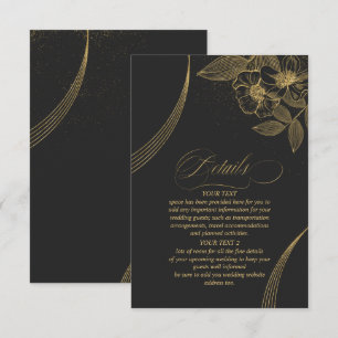 Gold Dust & Outlines Wedding Details Blk/Gld ID835 Enclosure Card