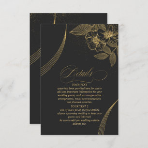 Gold Dust & Outlines Wedding Details Blk/Gld ID835 Enclosure Card