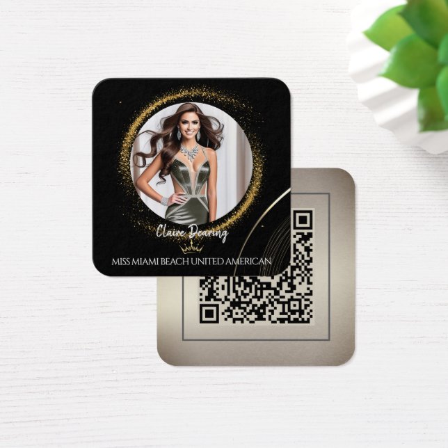 Gold Dust QR Code Photo Profile Card (Desk)