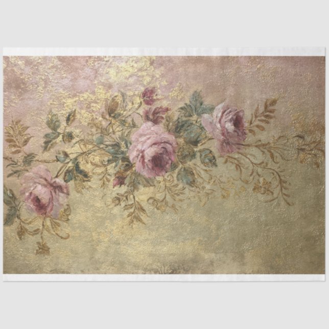Gold Dust, Vintage Floral & Patina Tissue Paper (Front)